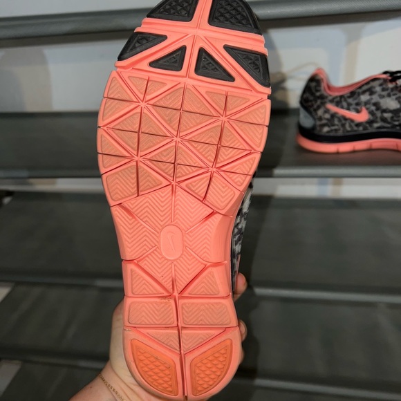Coral and Gray Cheetah Print Nike Running Shoes - Picture 7 of 7